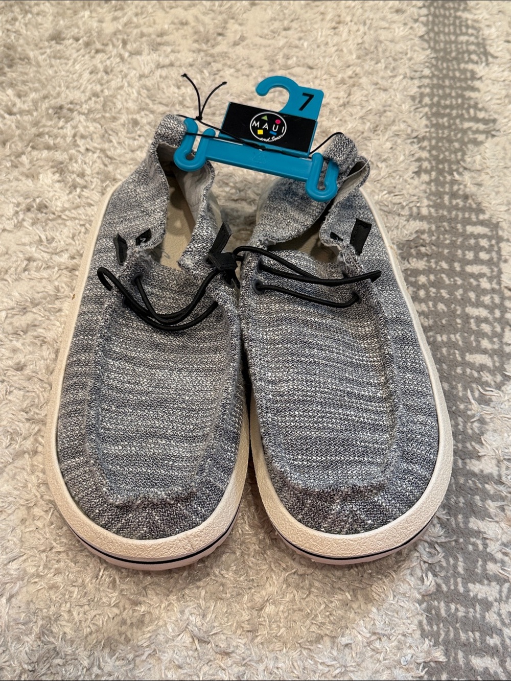 Maui and Sons Gray Knit Slip-On Loafers with Black Laces